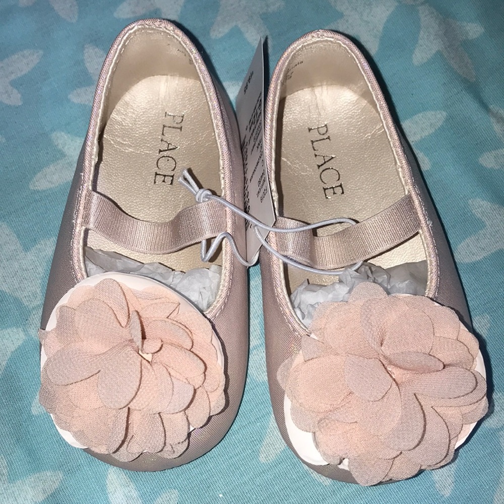 Pink flower ballet shoes